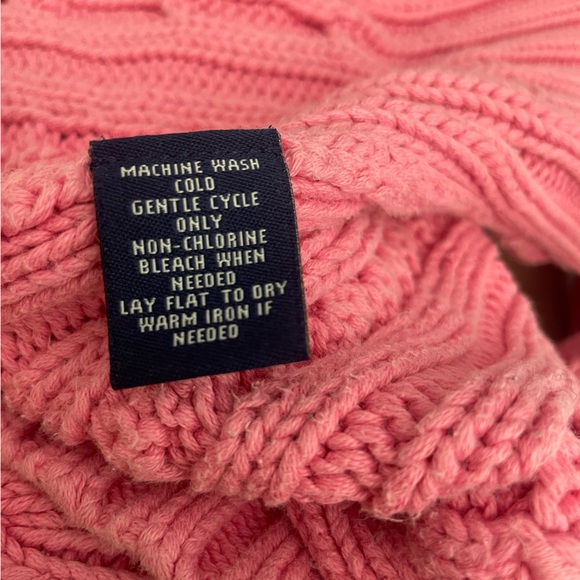 CHAPS Womens Sz L Pink Heavy Cable-Knit Mock Neck Sweater 100% Cotton - Picture 6 of 6